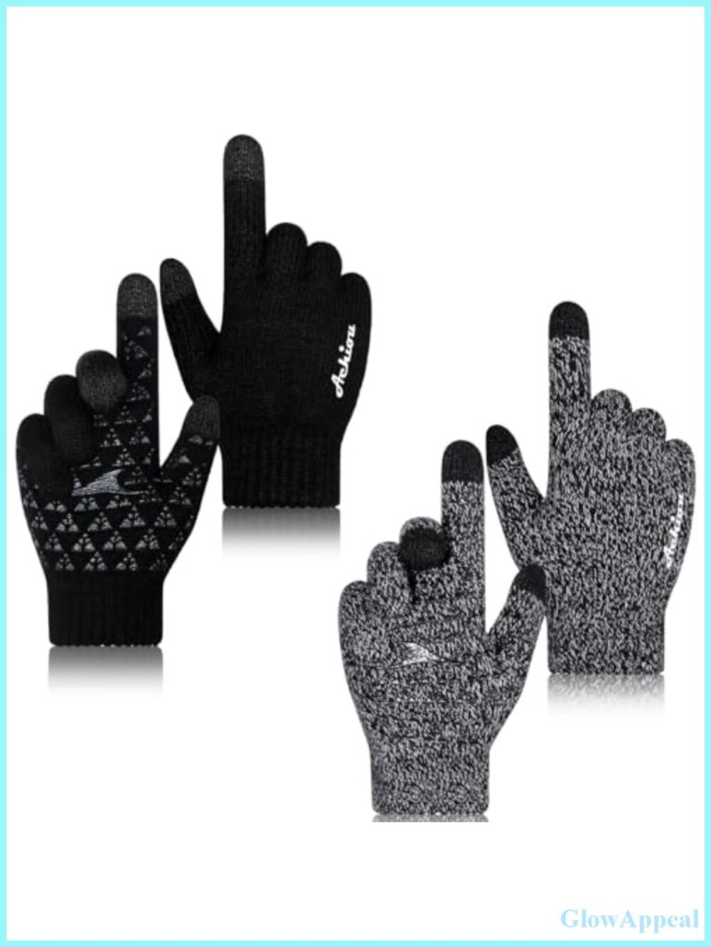 Winter Gloves Touch Screen Knit Anti-Slip Silicone 2-Pack Men Women
